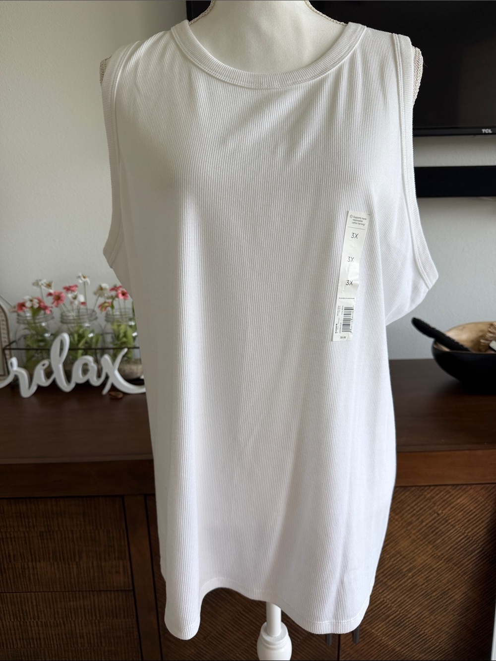 Kohl's White Ribbed Sleeveless Tank Top